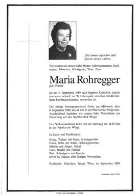 Rohregger Maria geb. Peterer G
