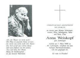 Weiskopf Anna geb. Schweiger
