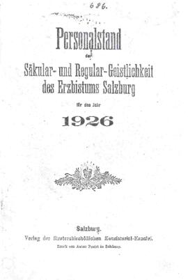 Personalstand der Säkular- und Regular-Geistlichkeit des Erzbistums Salzburg
