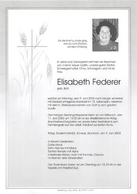 Federer Elisabeth geb. Bridi G