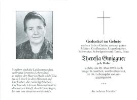 Gwiggner Theresia geb. Hofer