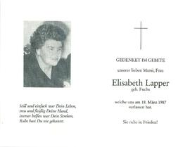 Lapper Elisabeth geb. Fuchs