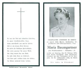 Baumgartner Maria geb. Wohlfartstätter