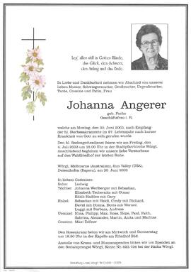 Angerer Johanna geb. Fuchs G