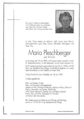 Pleschberger Maria geb. Rohracher G