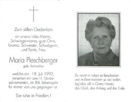 Pleschberger Maria geb. Rohracher
