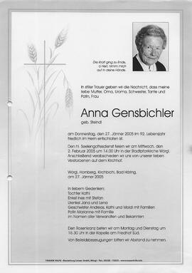 Gensbichler Anna geb. Steindl