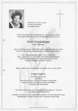 Hausberger Anni geb. Werlberger G