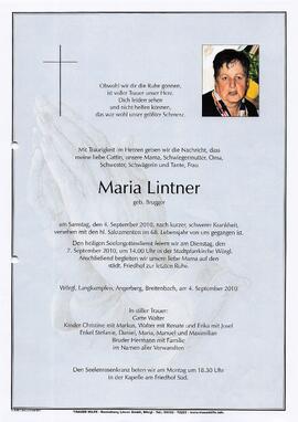 Lintner Maria geb. Brugger G