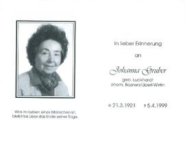 Gruber Johanna geb. Luckhardt Boznerstüberl