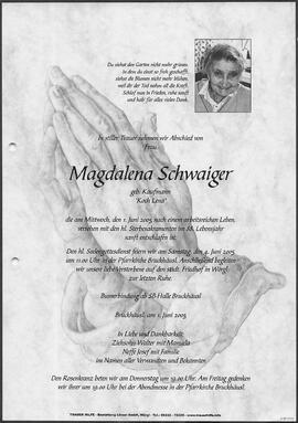 Schwaiger Magdalena geb. Kaufmann G
