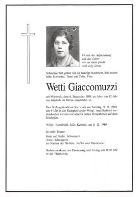 Giaccomuzzi Wetti G