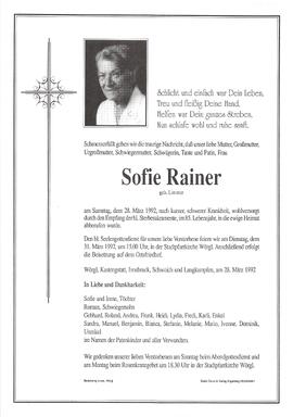 Rainer Sofie geb. Limmer G