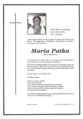 Patka Maria geb. Kruckenhauser G