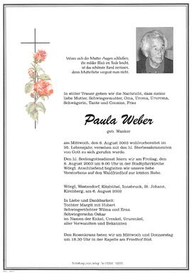 Weber Paula geb. Wanker G