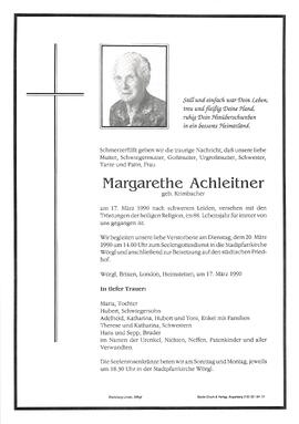 Achleitner Margarethe geb. Krimbacher G
