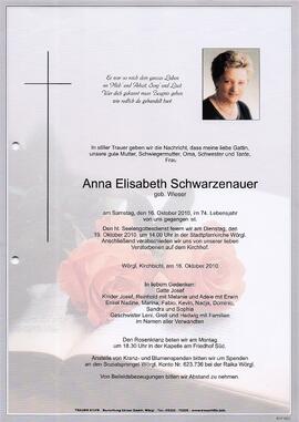 Schwarzenauer Anna Elisabeth geb. Wieser
