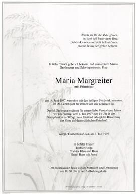 Margreiter Maria geb. Feiersinger G