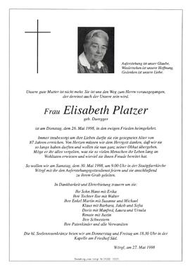 Platzer Elisabeth geb. Duregger G