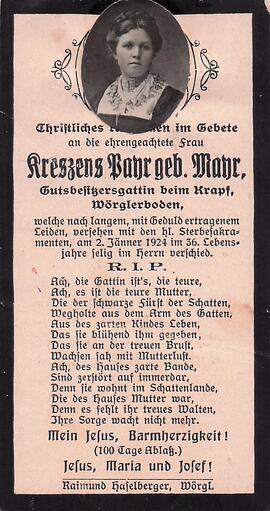 Bahr Kreszens geb. Mayr