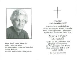 Höger Maria geb. Mauracher