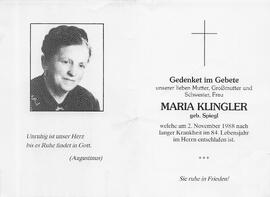 Klingler Maria geb. Spiegl
