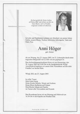Höger Anni geb. Holzer G