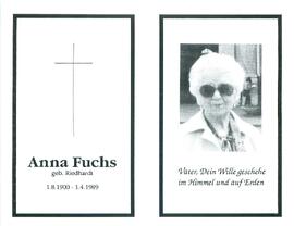 Fuchs Anna geb. Riedhardt