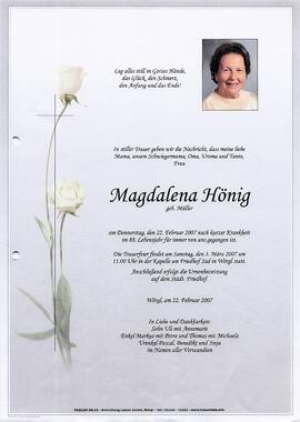 Hönig Magdalena geb. Müller G