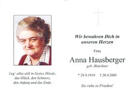 Hausberger Anna geb. Blaickner