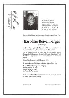 Reisenberger Karoline geb. Kohlberger G