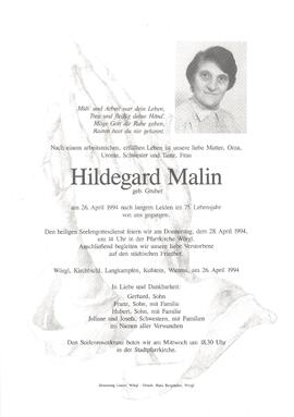 Malin Hildegard geb. Gruber G