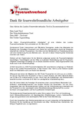 Presseinformation zur Auszeichnung Feuerwehrfreundlicher Arbeitgeber