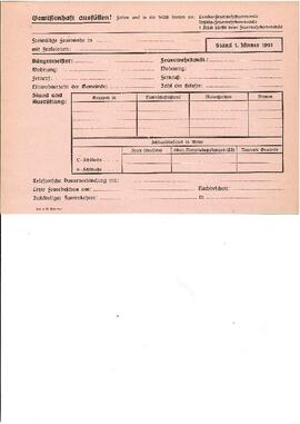 Aussendung Erhebungsbogen Personal- und Ausrüstungsstand 1951